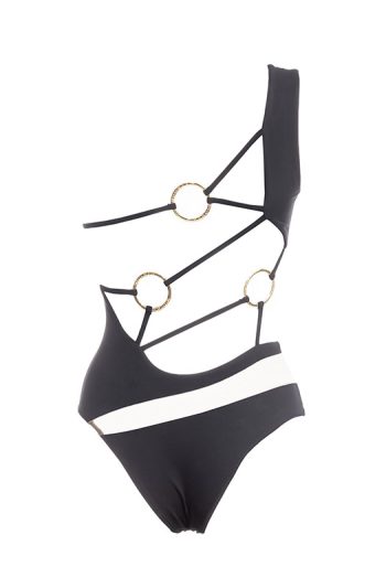 Pharos One-Piece 41 Rear detail of Pharos feminine curves gost black retro