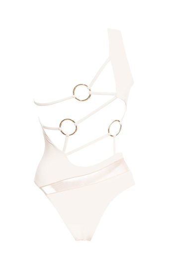 Pharos One-Piece 37 Rear detail of Pharos feminine curves gost white retro