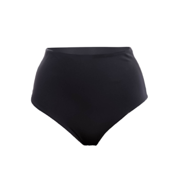 Sculpting high rise brief in silky French interlock designed to smooth shape and flatter from every angle black retro