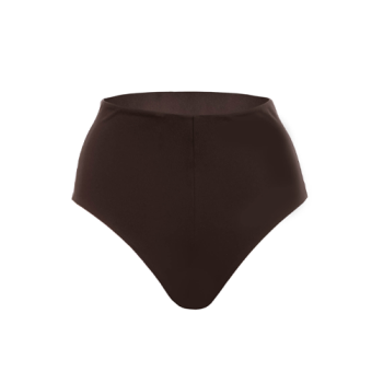 Sculpting high rise brief in silky French interlock designed to smooth shape and flatter from every angle brown front