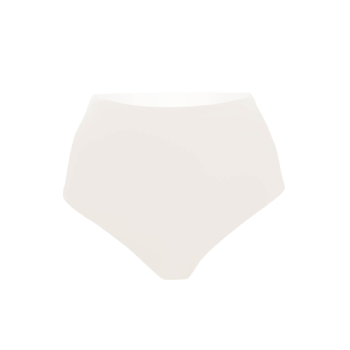 Sculpting high rise brief in silky French interlock designed to smooth shape and flatter from every angle white retro